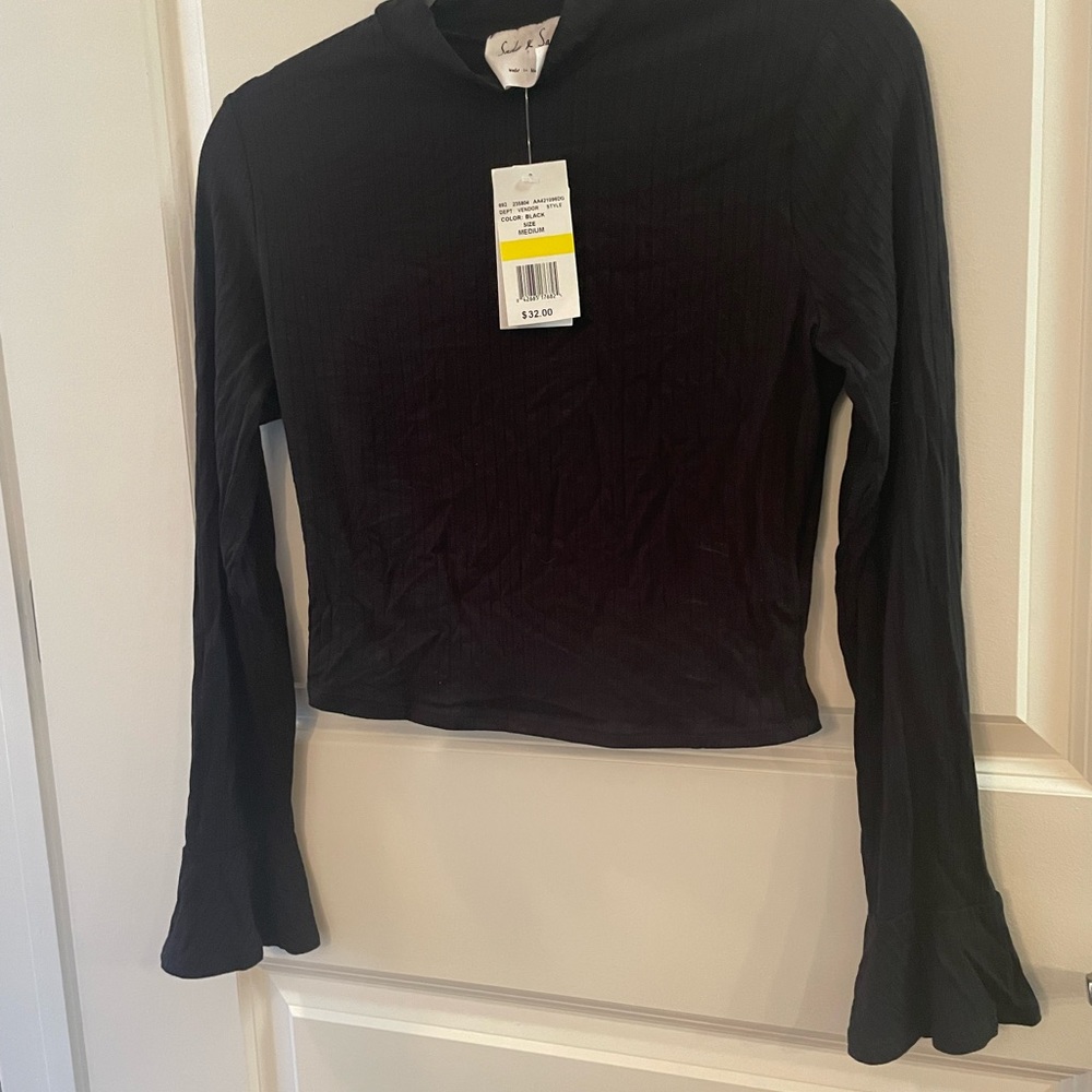 Sadie and Sage crop turtleneck with bell sleeves
